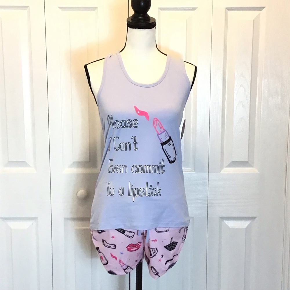 Spoiled Angel Womens 2pc Cute Lipstick Sleepwear Pajama Set